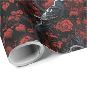 Gothic Black Crows and Red Roses  Cadeaupapier (Rol Hoek)