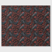 Gothic Black Crows and Red Roses  Cadeaupapier (Vlak)
