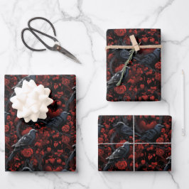 Gothic Black Crows and Red Roses  Inpakpapier Vel