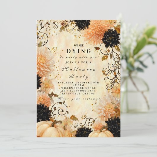 Gothic Black Dahlia Halloween viering Kaart (Staand voorkant)