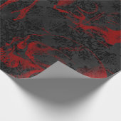 Gothic Black Damask Crimson skeletten Cadeaupapier (Hoek)