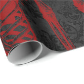 Gothic Black Damask Crimson skeletten Cadeaupapier (Rol Hoek)