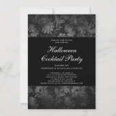 Gothic Black Damask Halloween Cocktail Party Kaart (Voorkant)