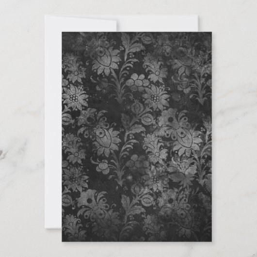 Gothic Black Damask Halloween Dinner Party Kaart (Achterkant)