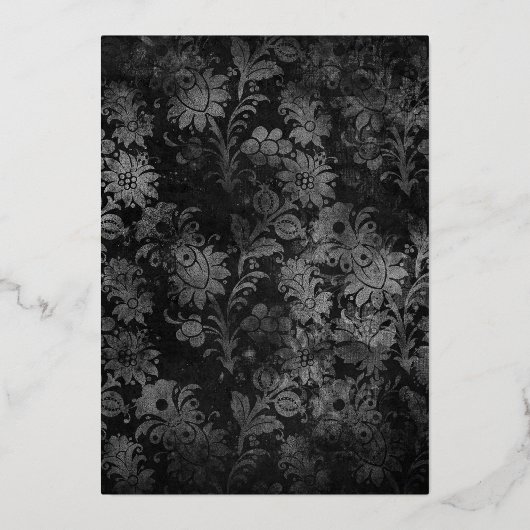 Gothic Black Damask Halloween Party Gold Folie Uitnodiging (Achterkant)