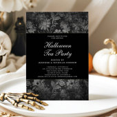 Gothic Black Damask Halloween Tea Party Kaart