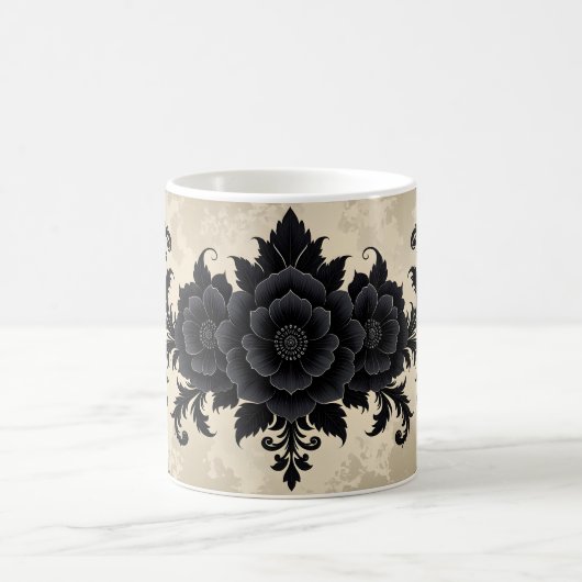 Gothic Black Damask Koffiemok (Center)