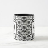 Gothic Black Damask Patroon Schedel Halloween Mok (Midden)