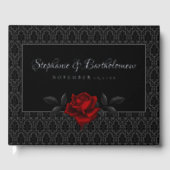 Gothic Black Damask Rose Wedding Gastenboek (Voorkant)