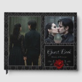 Gothic Black Damask Rose Wedding Gastenboek (Voorkant)