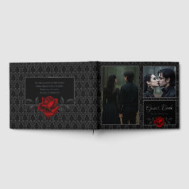 Gothic Black Damask Rose Wedding Gastenboek
