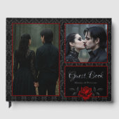 Gothic Black Damask Rose Wedding Gastenboek (Voorkant)