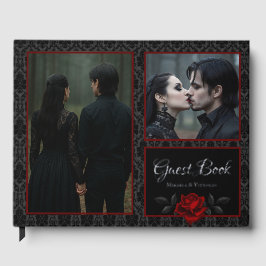 Gothic Black Damask Rose Wedding Gastenboek