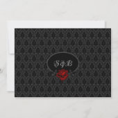Gothic Black Damask Rose Wedding Invitation Kaart (Achterkant)