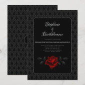 Gothic Black Damask Rose Wedding Kaart (Voorkant / Achterkant)