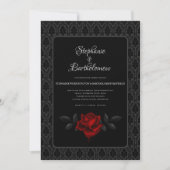 Gothic Black Damask Rose Wedding Kaart (Voorkant)