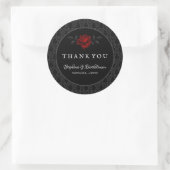 Gothic Black Damask Rose Wedding Ronde Sticker (Tas)