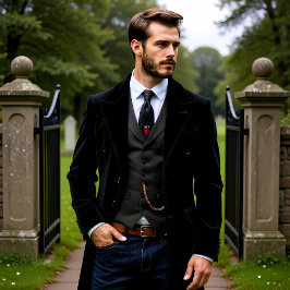 Gothic Black Damask Rose Wedding Stropdas