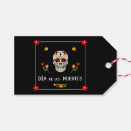 Gothic Black Dia de los Muertos Sugar Skull Cadeaulabel