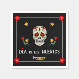 Gothic Black Dia de los Muertos Sugar Skull Servet
