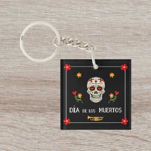 Gothic Black Dia de los Muertos Sugar Skull Sleutelhanger