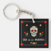 Gothic Black Dia de los Muertos Sugar Skull Sleutelhanger (voorkant)