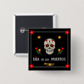 Gothic Black Dia de los Muertos Sugar Skull Vierkante Button 5,1 Cm (Voorkant /achterkant)
