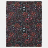 Gothic Black Dog & Dark Flowers Patroon Fleece Deken (Voorkant)