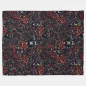 Gothic Black Dog & Dark Flowers Patroon Fleece Deken (Voorkant (Horizontaal))