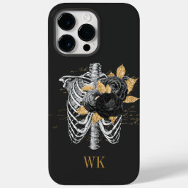  gothic Black en Gold Floral Skeleton Case-Mate iPhone 14 Pro Max Hoesje