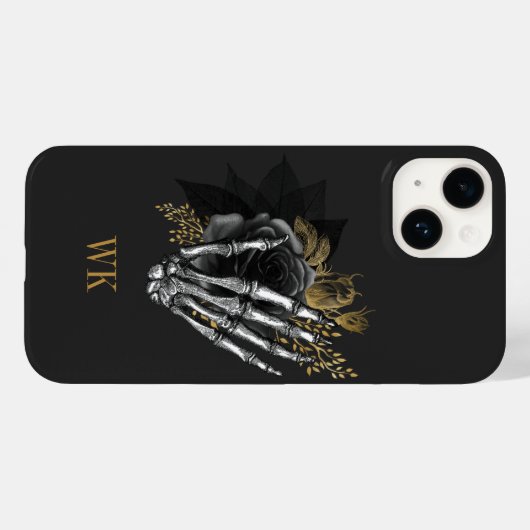 gothic Black en Gold Floral Skeleton Case-Mate iPhone Case (Achterkant (horizontaal))