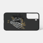  gothic Black en Gold Floral Skeleton Samsung Galaxy Hoesje (Achterkant horizontaal)