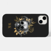 Gothic Black en Gold Floral Skull Case-Mate iPhone Case (Achterkant (horizontaal))