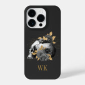  Gothic Black en Gold Floral Skull iPhone Hoesje (Achterkant)