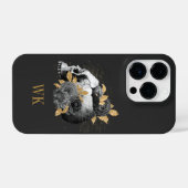  Gothic Black en Gold Floral Skull iPhone Hoesje (Achterkant horizontaal)