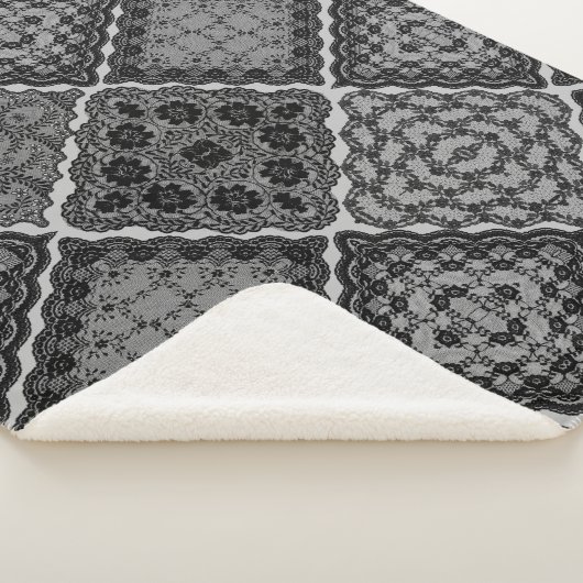 Gothic Black en Grey Faux Quilt Sherpa Deken (3/4)