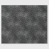 Gothic Black en Grey Grunge Damask Pattern Cadeaupapier (Vlak)