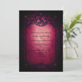 Gothic Black en Ruby Wedding Invitation Kaart (Staand voorkant)