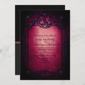Gothic Black en Ruby Wedding Invitation Kaart (Voorkant / Achterkant)