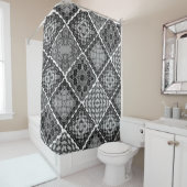 Gothic Black en White Faux Lace Quilt Douchegordijn (In situ)