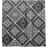 Gothic Black en White Faux Lace Quilt Douchegordijn (Voorkant)