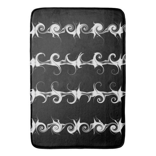 Gothic Black en White Linear Curlicue Pattern Badmat (Voorkant Verticaal)
