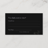 Gothic Black Floral Bachelorette Party Game Plaatskaartje (Achterkant)