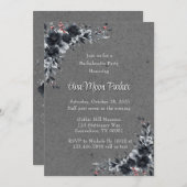 Gothic Black Floral Bachelorette Party Kaart (Voorkant / Achterkant)