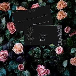 Gothic Black Floral Bachelorette Party Plaatskaartje
