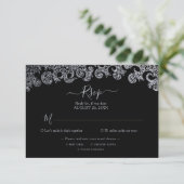 Gothic Black Floral Bachelorette Party RSVP Kaartje (Staand voorkant)