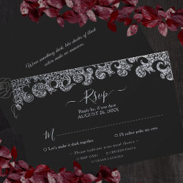 Gothic Black Floral Bachelorette Party RSVP Kaartje