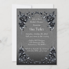 Gothic Black Floral Border Vrijgezellenfeest Kaart