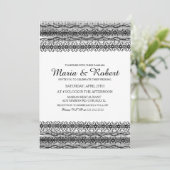 Gothic Black Floral Lace Wedding Invitations Kaart (Staand voorkant)