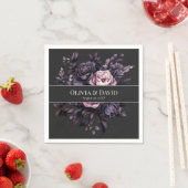 Gothic Black Floral Personalized Wedding Napkins Servet (Insitu)